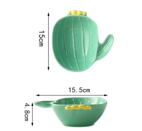 Cactus Bowls And Plates Japanese Style Cartoon Ceramic Tableware