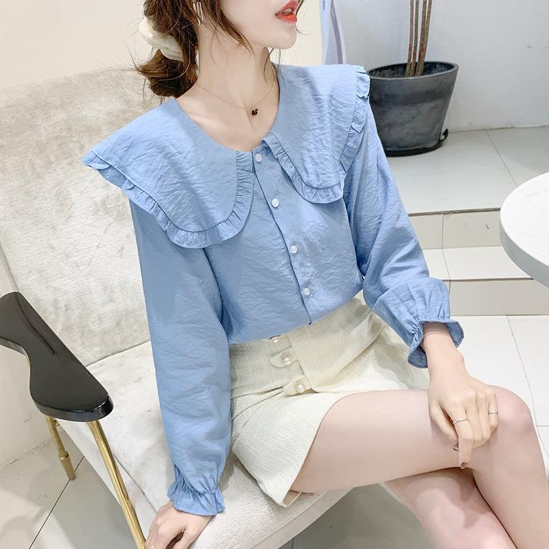 Doll Collar Long-sleeved Chiffon Shirt Women Show Thin Temperament Blouse Trend
