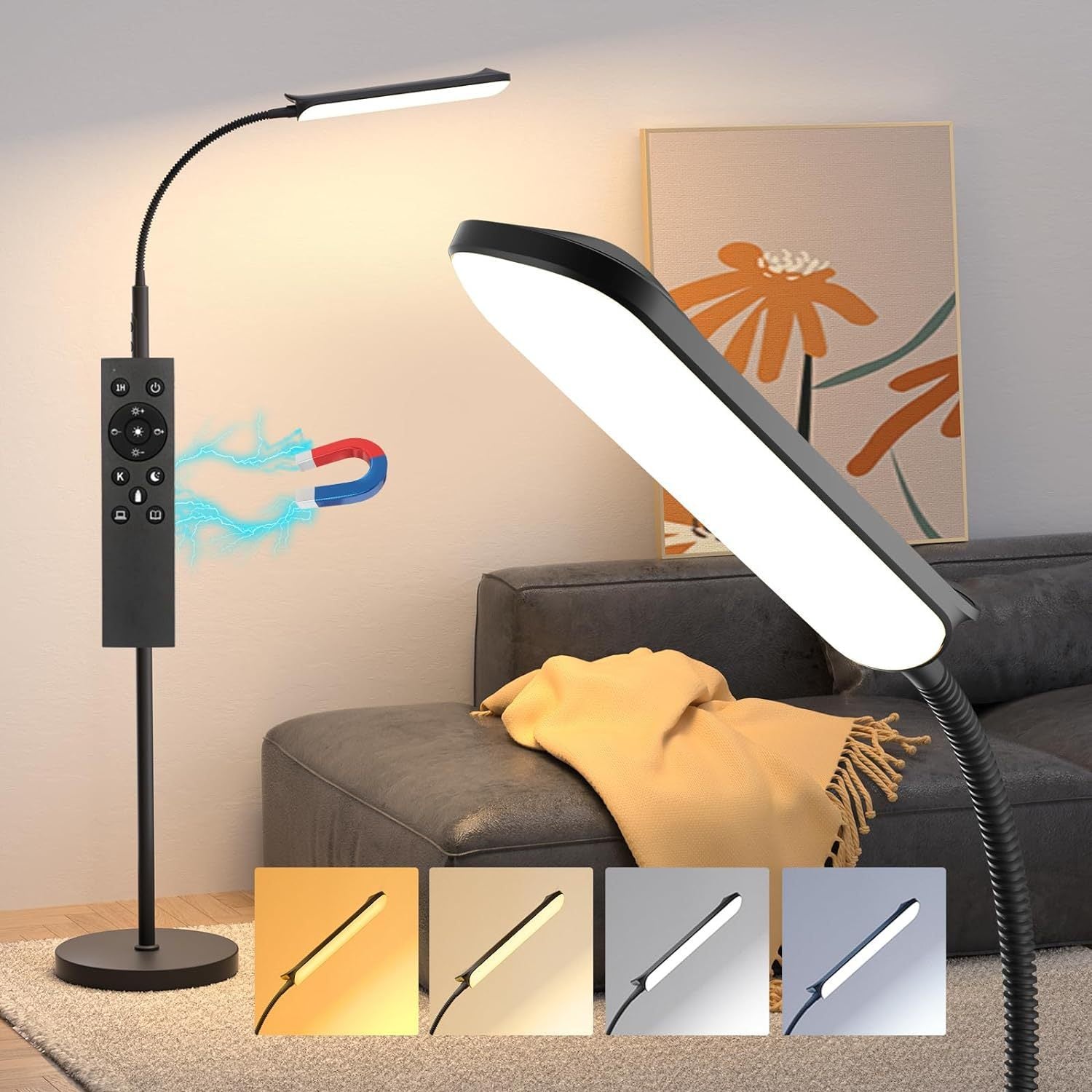 Simple Modern Sofa Bedroom Study LED Eye Protection Table Dual-use Remote Control Floor Lamp
