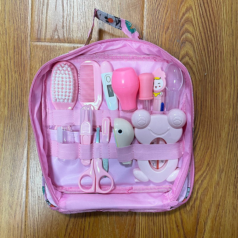 Roadfisher Newborn Baby Care Kit – Nose Cleaner, Medicine Feeder, Earpick, Grooming Bag with Nail Clipper, Toothbrush, Hair Brush, Comb, and Scissors