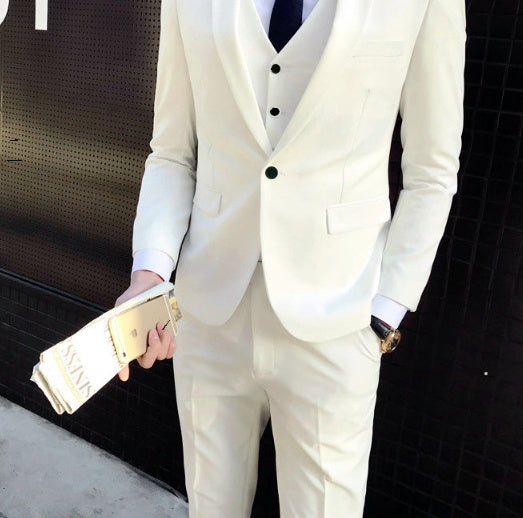 Slim Fit Cotton Blend Men's Solid Color Suit Regular