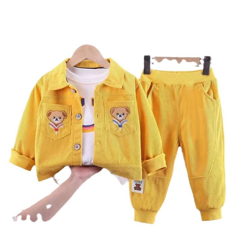 Boys' Three-piece Suit Handsome Overalls