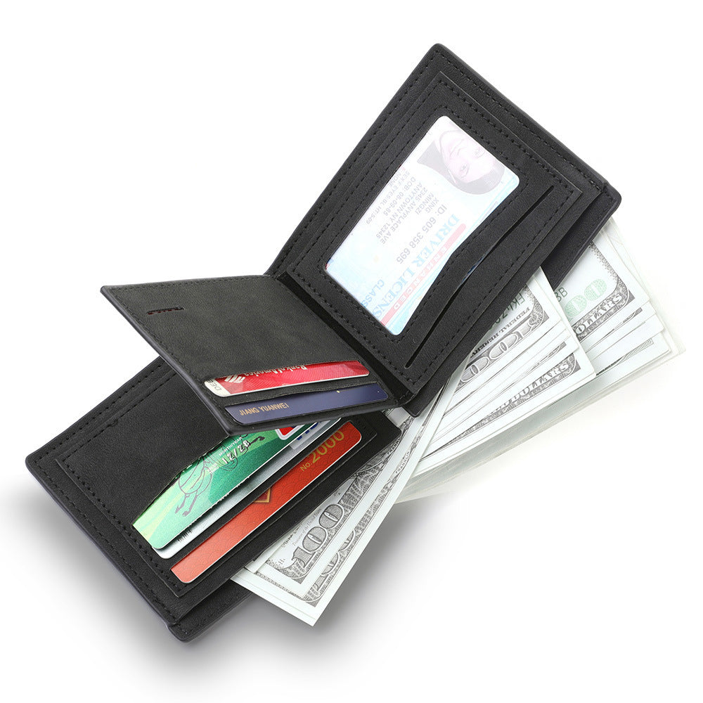 Unisex Slim PU Spliced Two Fold Wallet With Card Slots