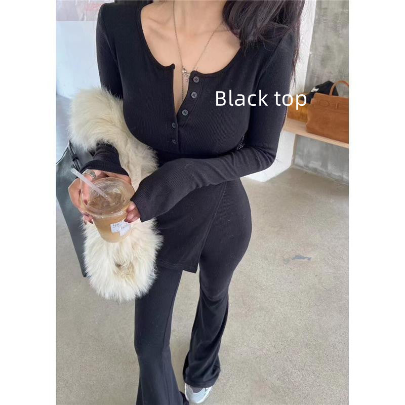Women's Solid Color Casual Top And Trousers