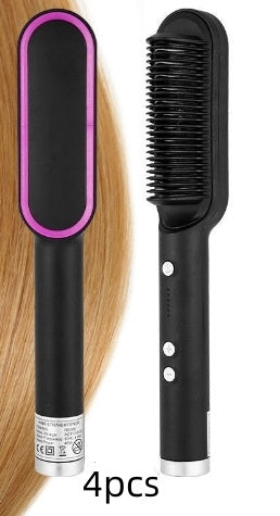 2-in-1 Hair Straightener & Hot Comb – Dual-Purpose Negative Ion Electric Curling Brush