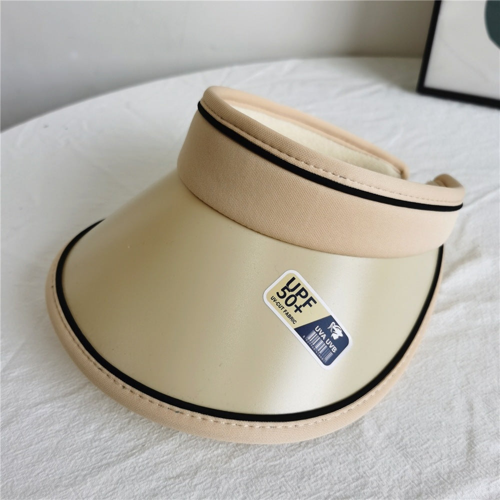 Women Summer Anti-Uv Sun Hat Wide Brim Beach Empty Top Visor Hats Adjustable Plastic Pvc Sunscreen Cap Female Outdoor Sports Cap