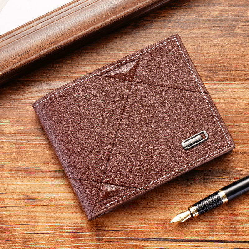 Men's Wallet Short Multi Card Slots Wallet Thin Three Fold Horizontal Soft Leather Wallet