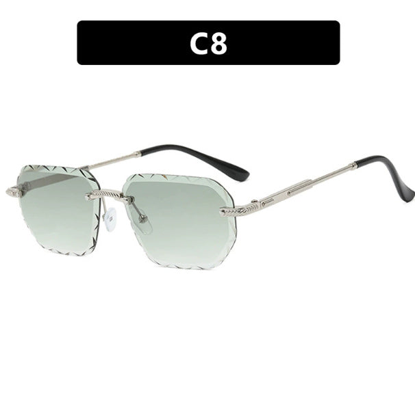 Frameless Square Metal Sunglasses for Women – Small Frame Trendy Eyewear
