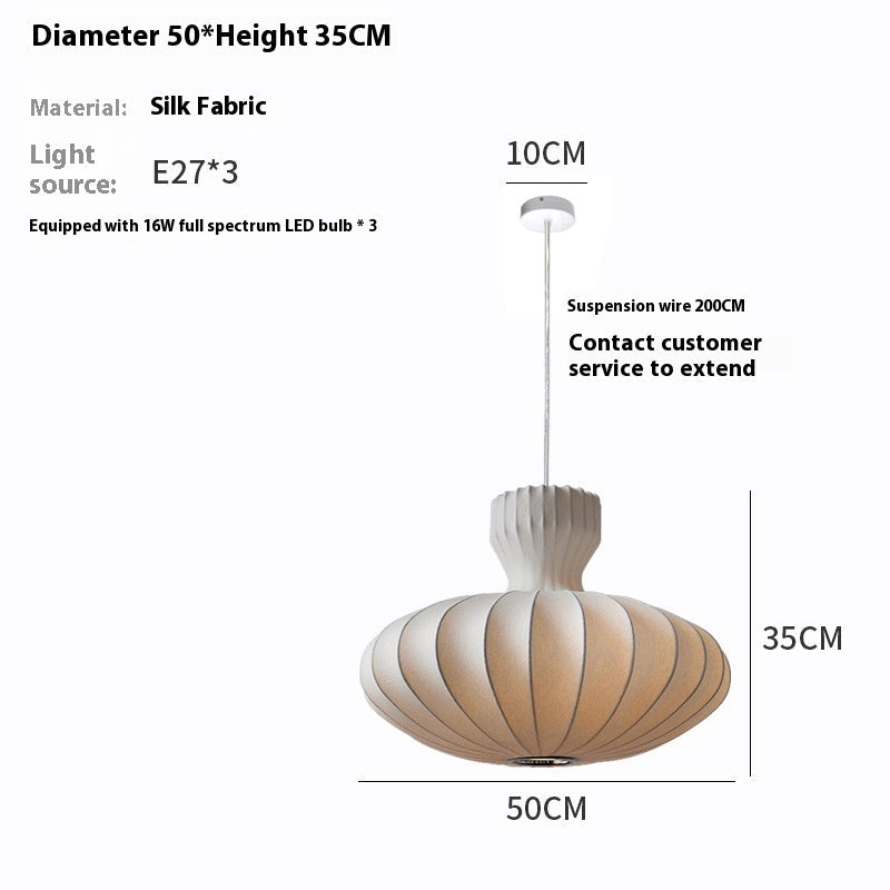 Silk And Stainless Steel Retro Chinese Chandelier 36V