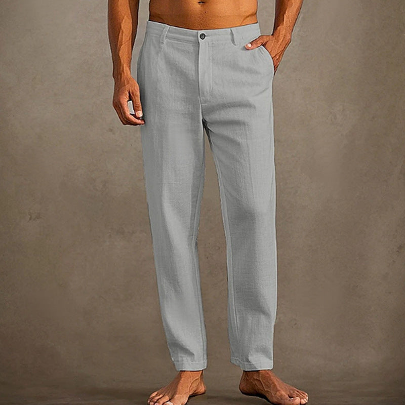 Men’s Linen Beach Pants – Diagonal Pocket Cool & Comfortable Trousers