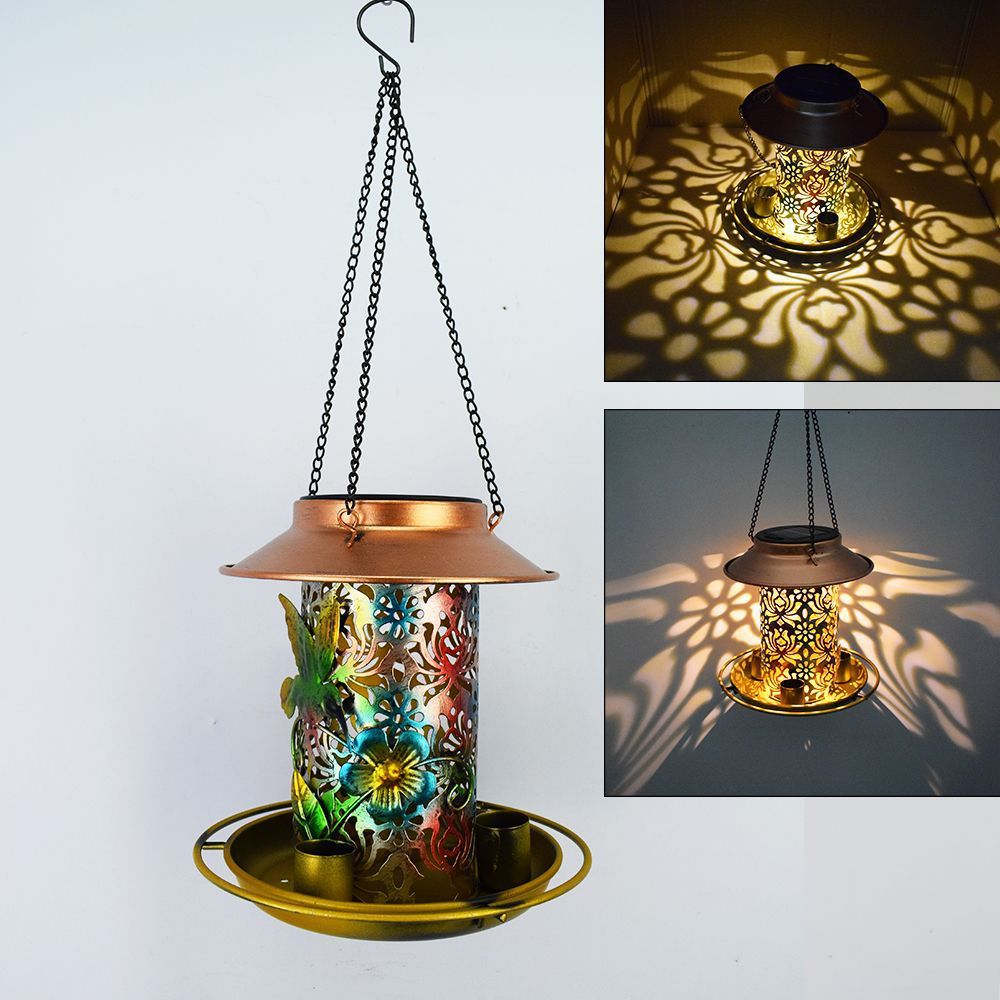 Outdoor Solar Bird Feeder with Garden Lamp – IP65 Waterproof Iron Design