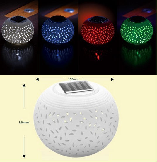 Solar Garden Apple Light Ceramic LED Night Lamp Soft Decorative Lighting