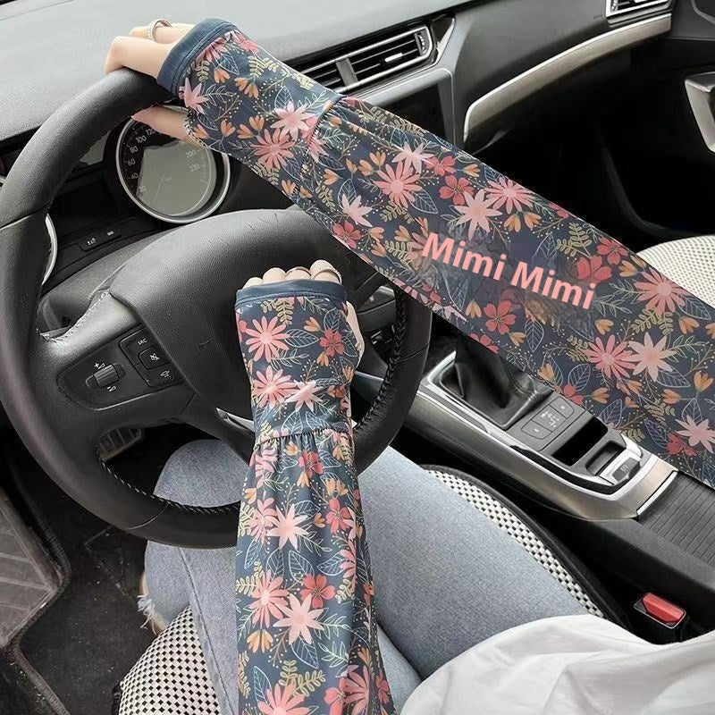 Sun Protection Viscose Fiber Oversleeve Printed All-matching UV Protection Elbow Protection Ice Sleeve Gloves
