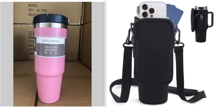 Insulated Stainless Steel Water Bottle – Travel Sports Tumbler with Handle