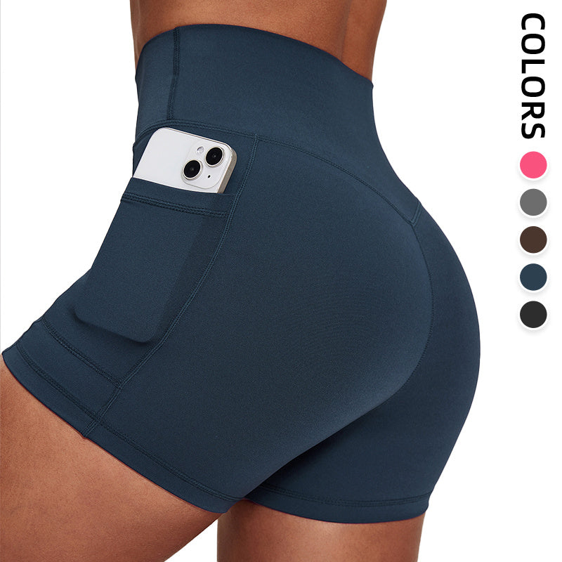 Women's High Waist Compression Shorts – Two Pockets, Ideal for Biking, Running & Daily Wear