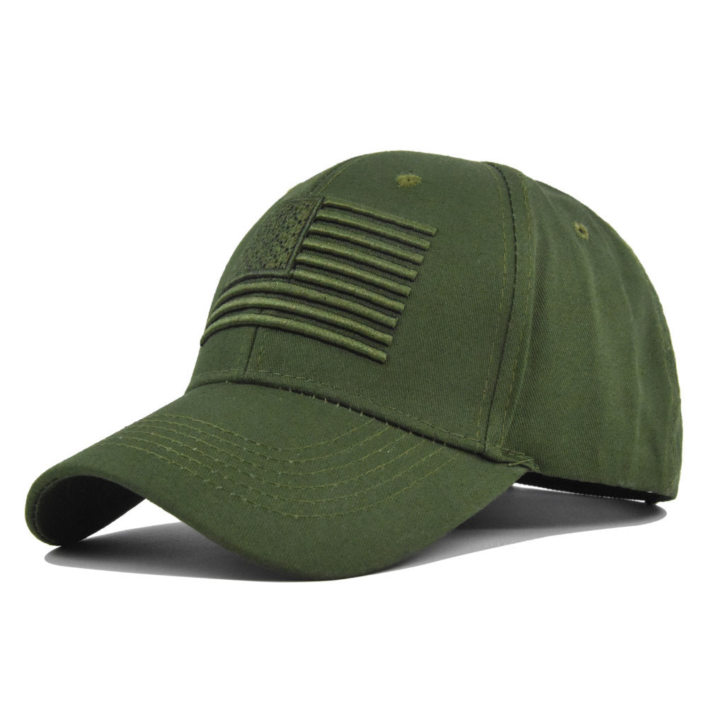 Stereo Embroidered Peaked Cotton Cap with Hard Dome Top for Men and Women