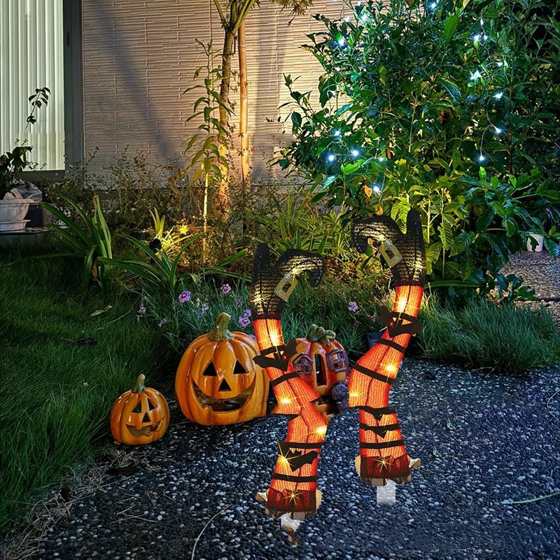 Halloween Glowing Witch Legs Decoration – Outdoor Garden Haunted House Party Acrylic Plug-in Prop