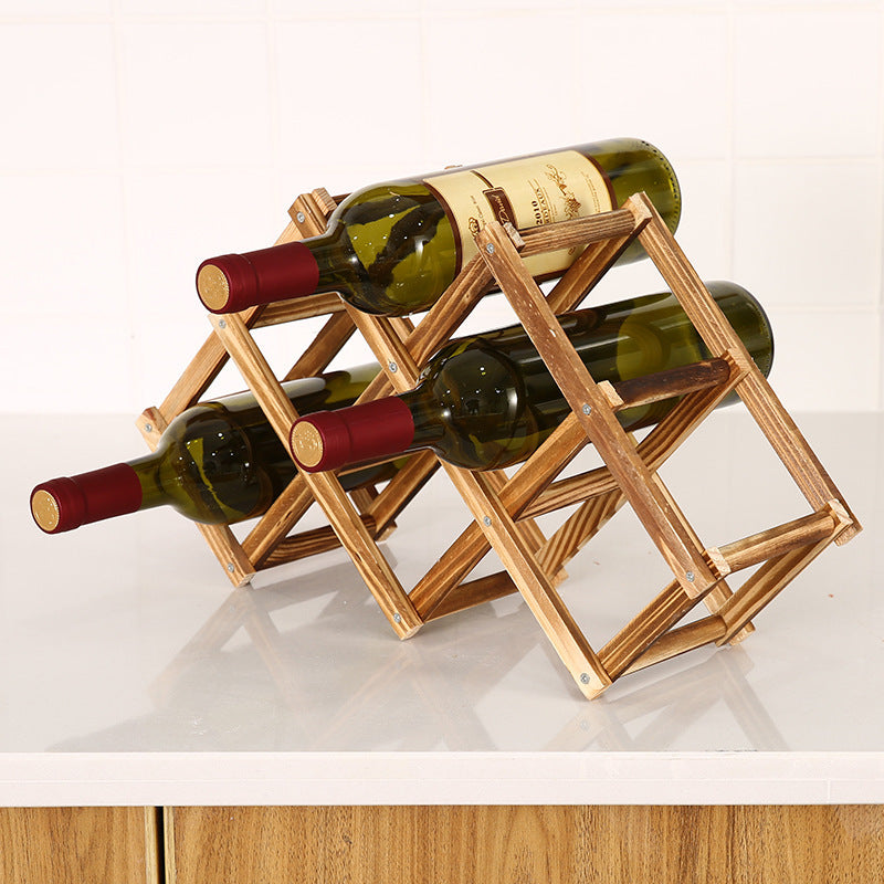 Folding Solid Wood Wine Rack – Decorative Portable Bottle Holder