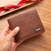 Men's Slim PU Leather Wallet Geometric Pattern Short