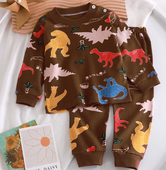 Children's Pure Cotton Cute Printed Autumn Clothes And Pants Set
