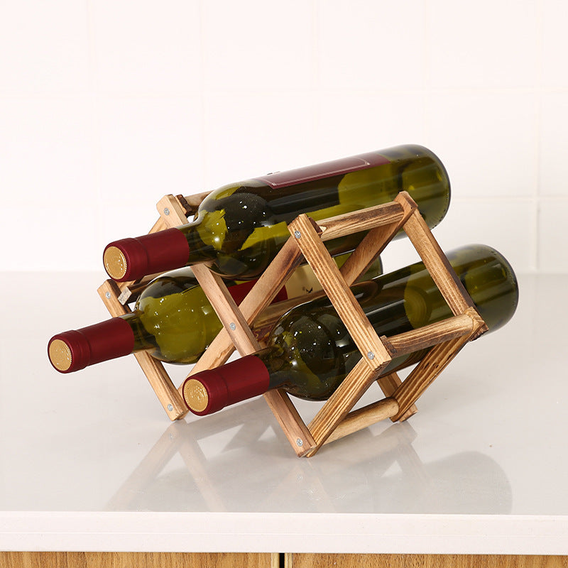 Folding Solid Wood Wine Rack – Decorative Portable Bottle Holder