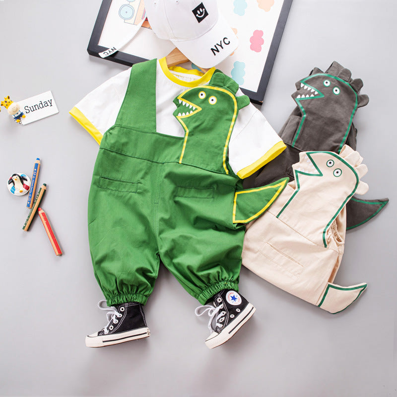 Baby T-Shirt and Suspender Shorts Two-Piece Set – Summer Outfit