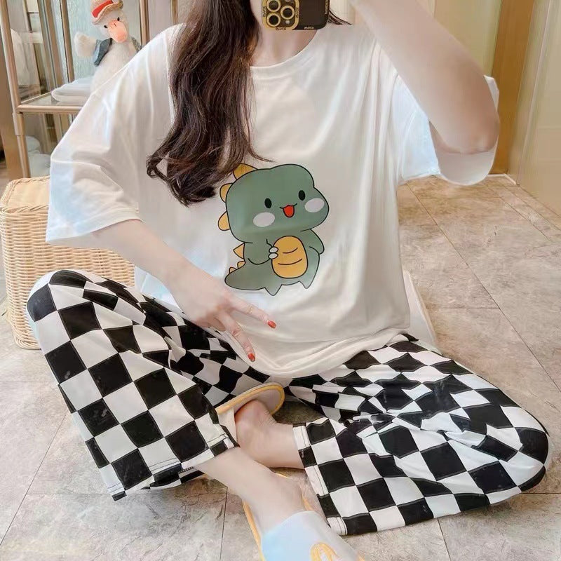 Pajamas Women's Round Neck Summer Short Sleeve Thin