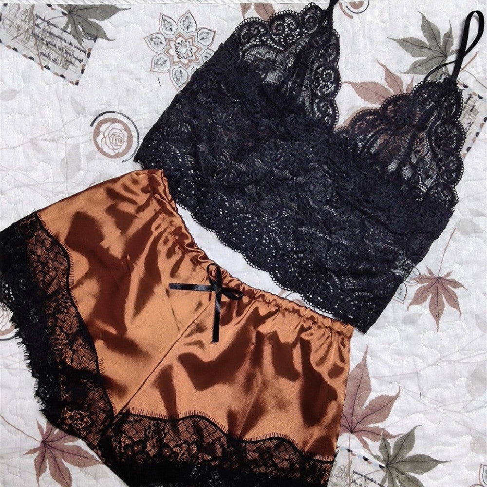 Women's Fashion Lace Pajama Set