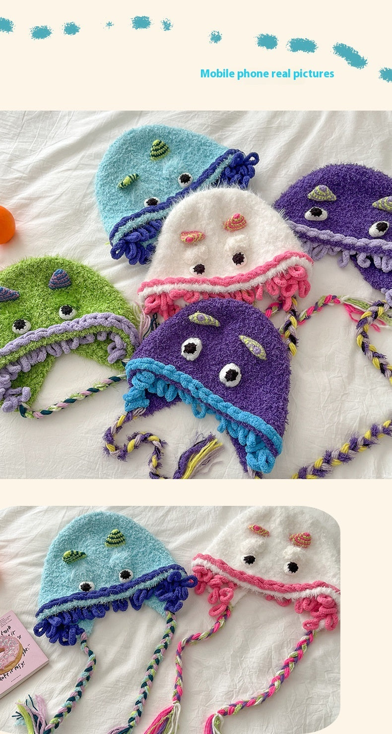 Versatile Plush Dome-Shaped Cartoon Monster Hat for Kids and Adults