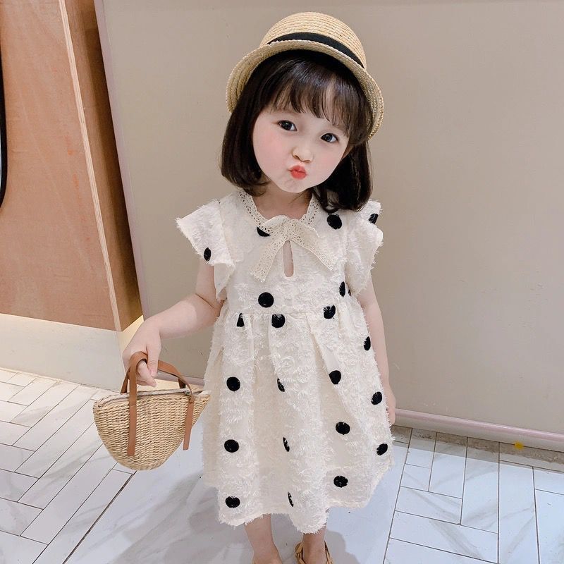 Girls Cotton Summer Dress Foreign Style Sweet Silhouette