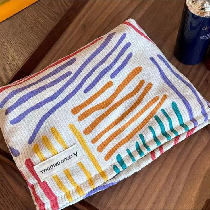 Ultra Light Striped Milky White Polyester Bag – Soft Cotton Blend Lining