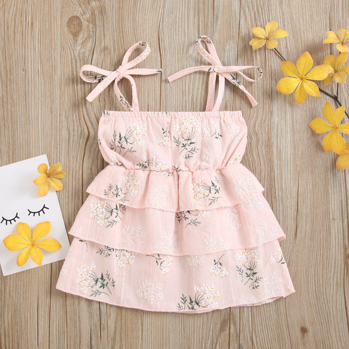 Girl's Cotton Dress With Flower Strap Cake