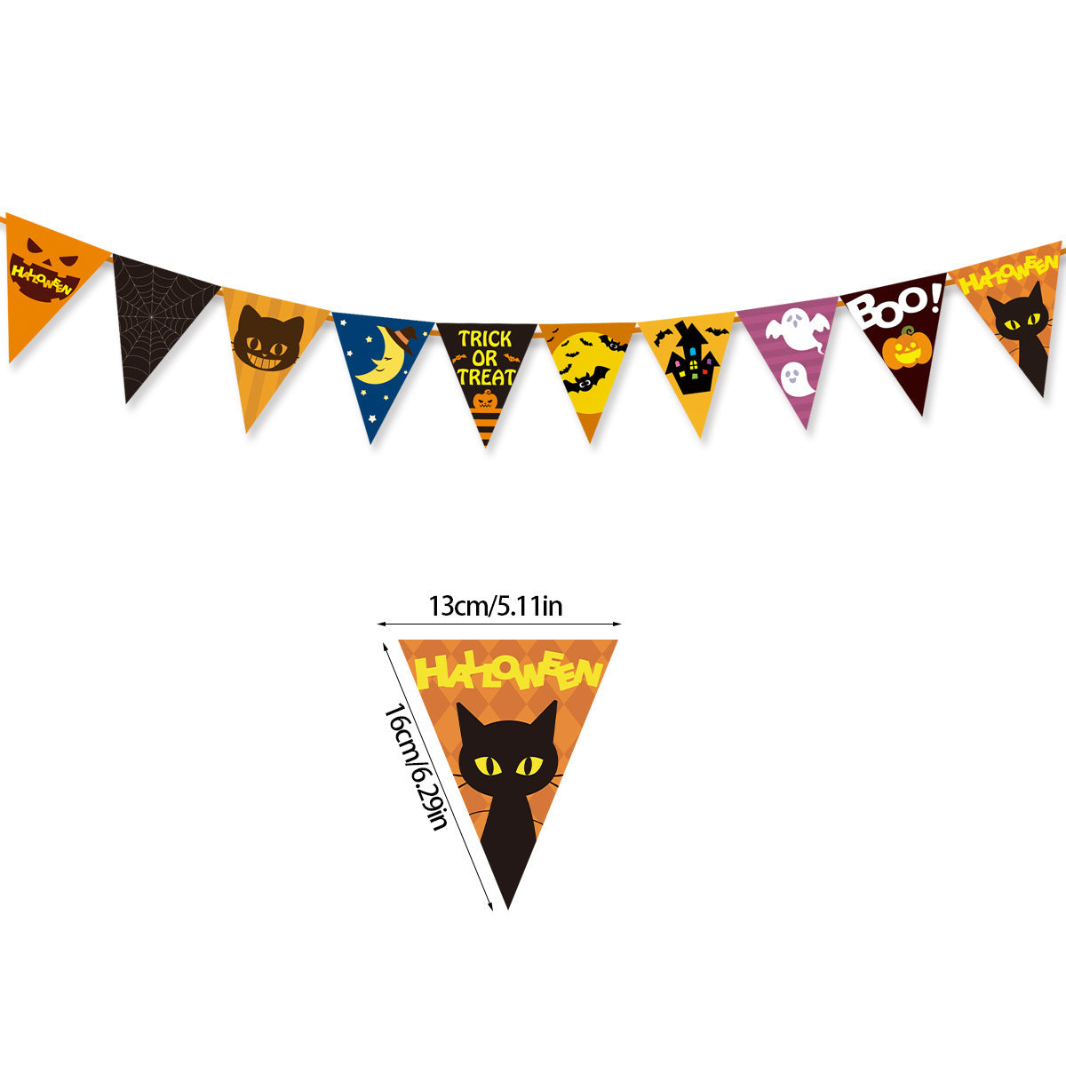 Halloween Party Pumpkin Triangle Banner Hanging Flag Party Scene Layout Decoration