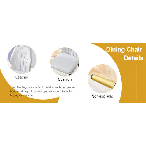 Set of 4 Light Gray Modern Dining Chairs with Stylish PU Patterned Backrest and Black Metal Legs