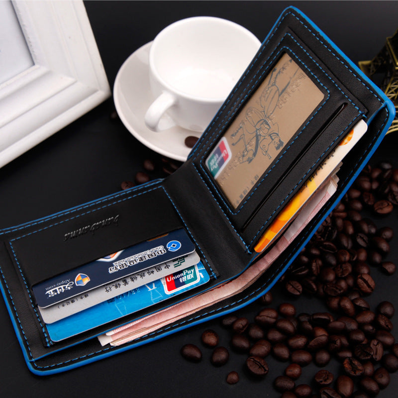 Unisex PU Leather Short Wallet With Fine Lines Pattern