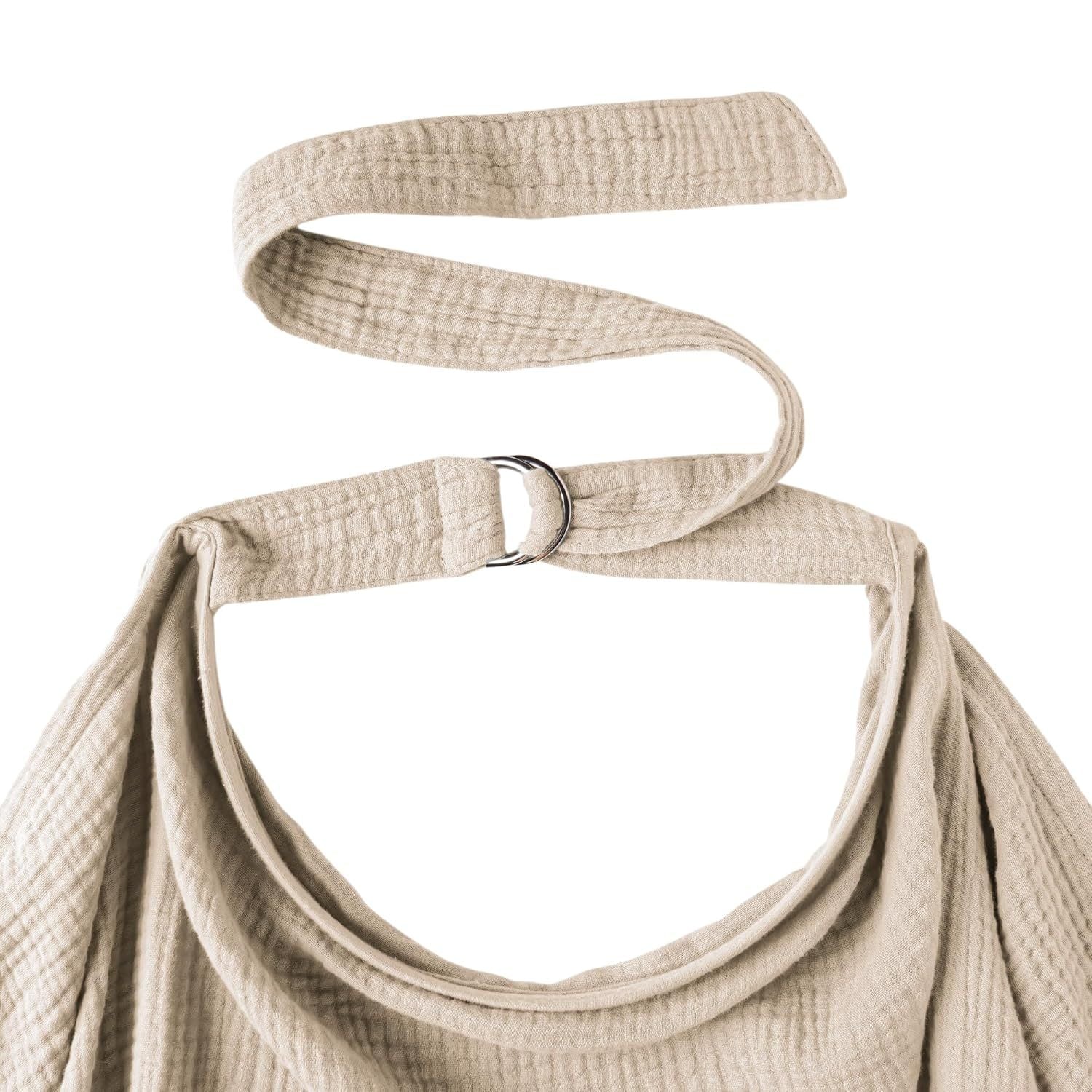 Muslin Nursing Cover – Breathable Cotton Breastfeeding Apron with Rigid Hoop & Multi-Use Canopy