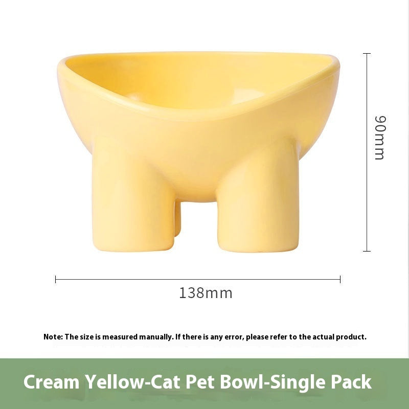 Pet Bowl Cute Cat Basin Double Bowl Neck Protection High Leg Anti-tumble