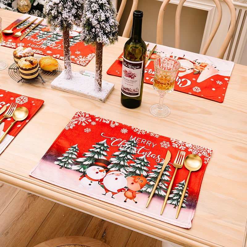 New Christmas Decorations Cartoon Old Man Table Mat Christmas Tablecloth Mat Creative Printing Placemat