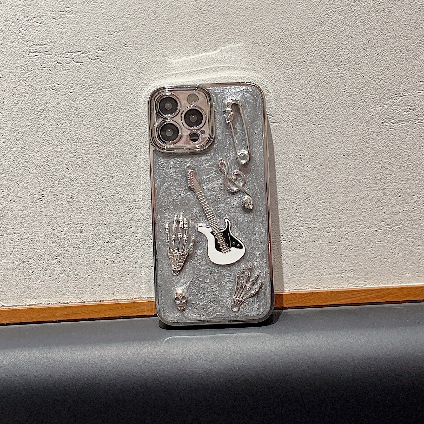 Cement Gray Metal Guitar Electroplating Protective Cover Phone Case