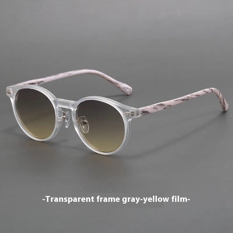 Retro Frosted Round Sunglasses with UV Protection