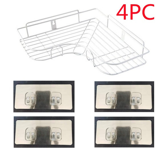 Punch-Free Wall-Mounted Bathroom Storage Rack – Kitchen Corner Shelf with Tripod