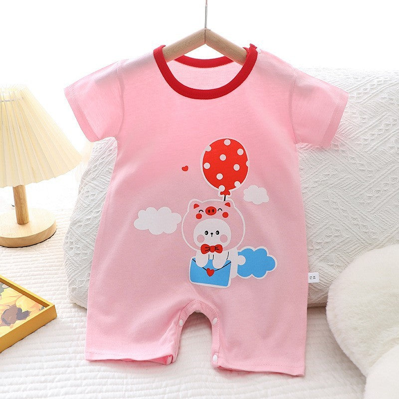 Cotton Summer New Korean Style Baby Boy Thin Women's Short-sleeved Children's Jumpsuit