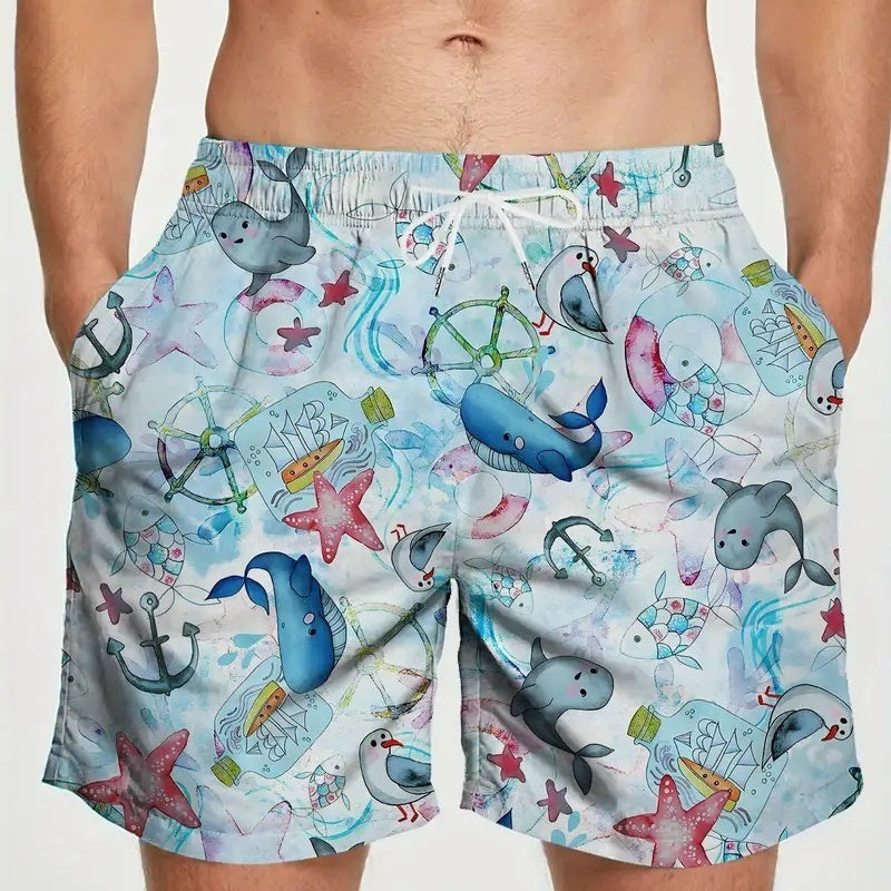 Men’s 3D Printed Beach Shorts – Four Seasons Trendy Swim Shorts