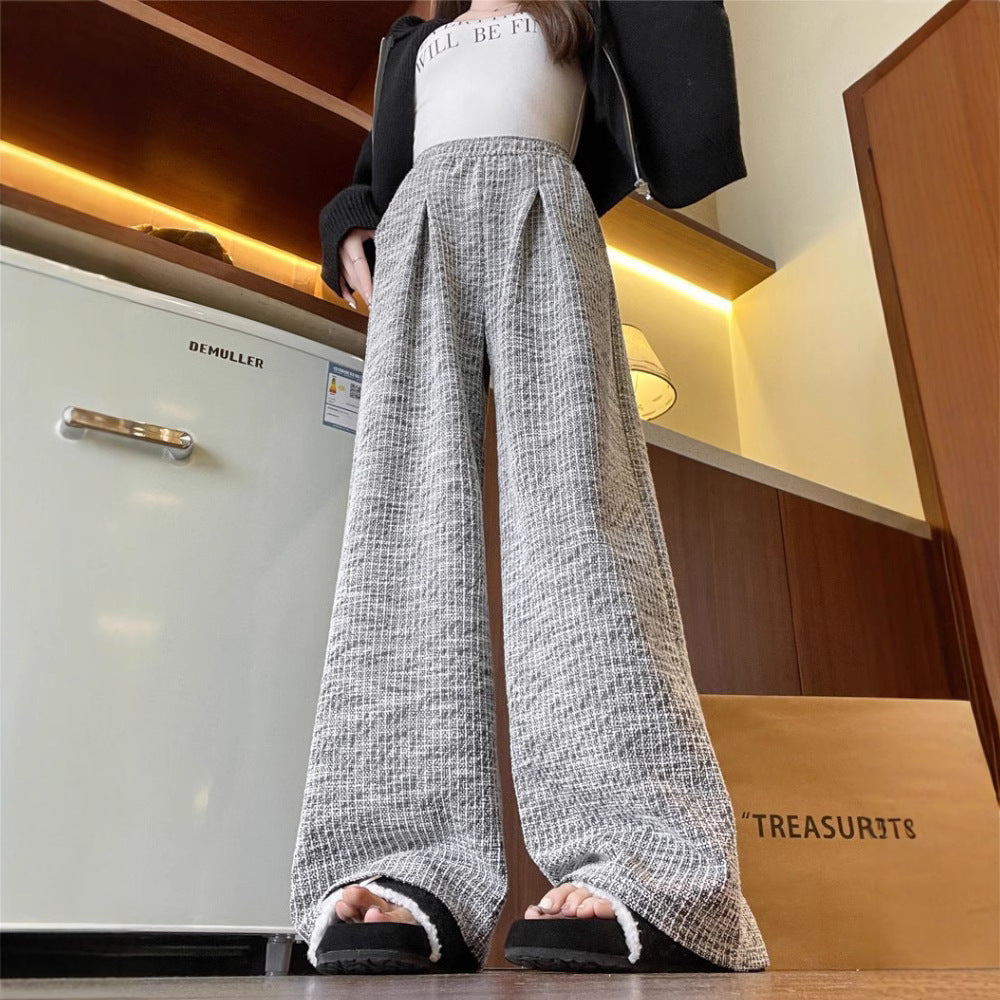 Women's Plaid Loose Wide Leg Copper Ammonia Fiber Pants
