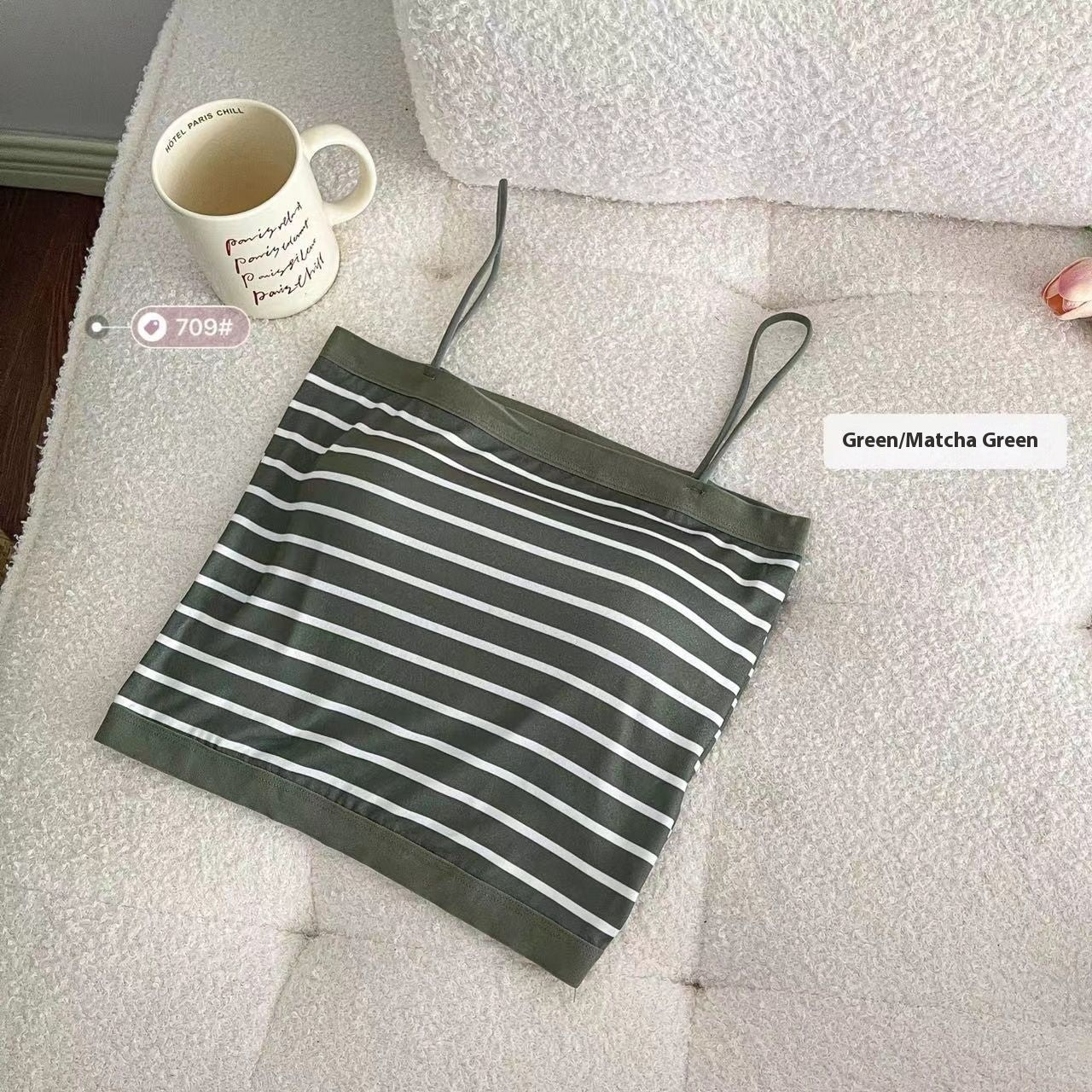Summer Stripes Camisole Chest Pad Hot Girl Base Ride