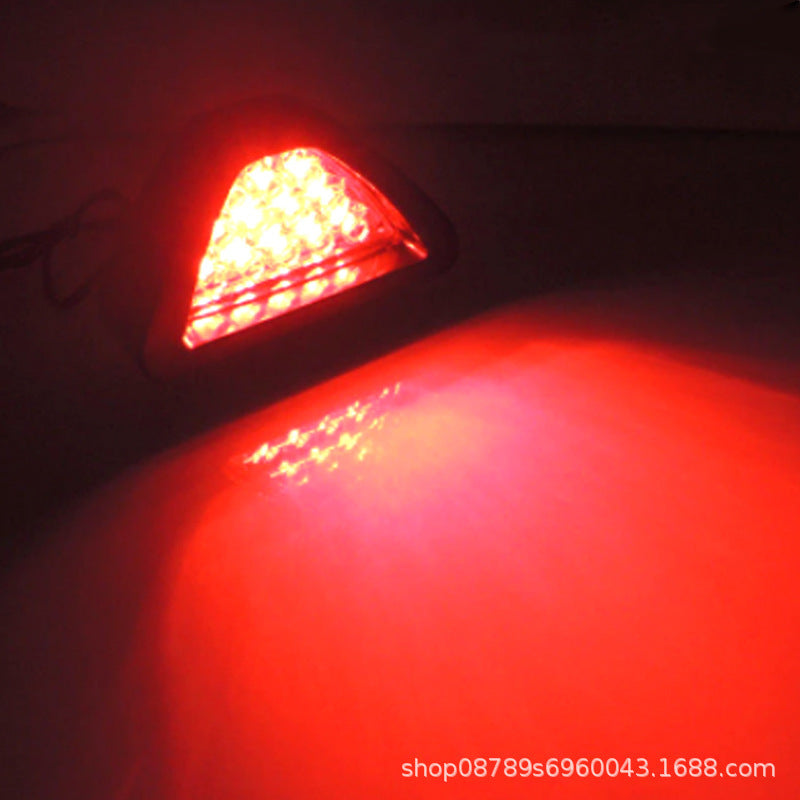 Car Motorcycle Universal LED Rear Fog Light Triangle Brake Warning Light Heelpiece Pilot Light
