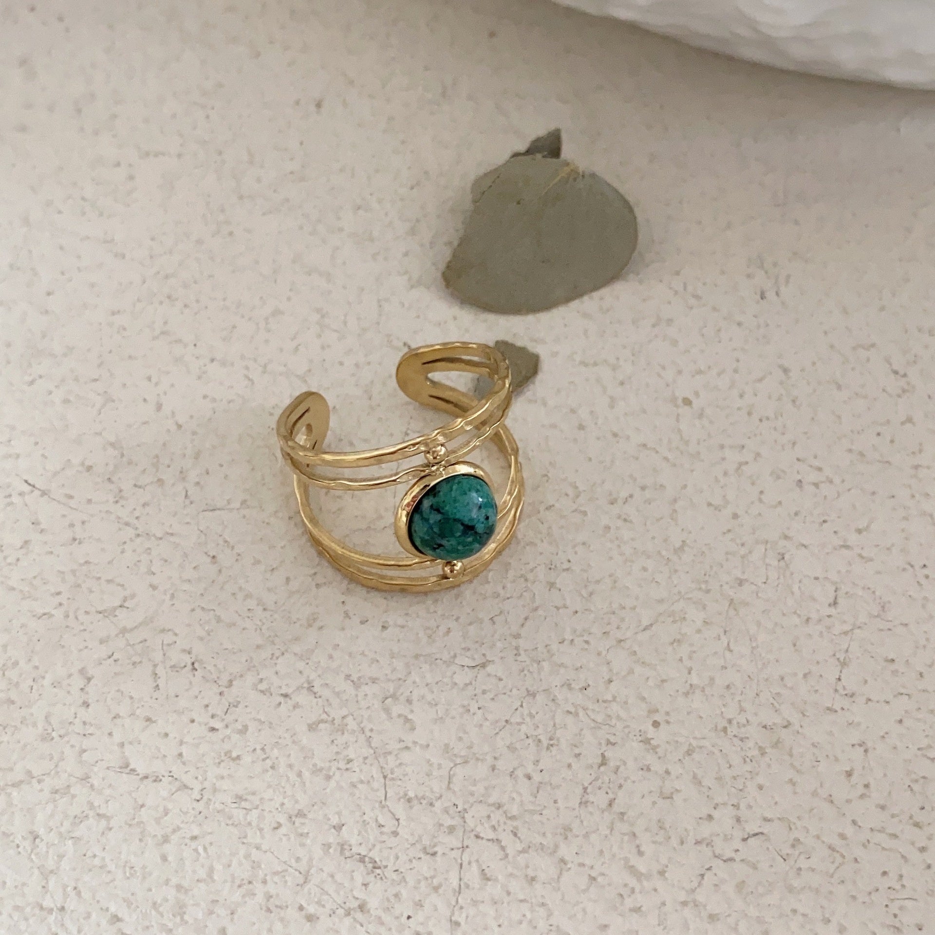 Titanium Steel Not Easy To Fade Natural Stone Graceful Personality Niche Open Ring