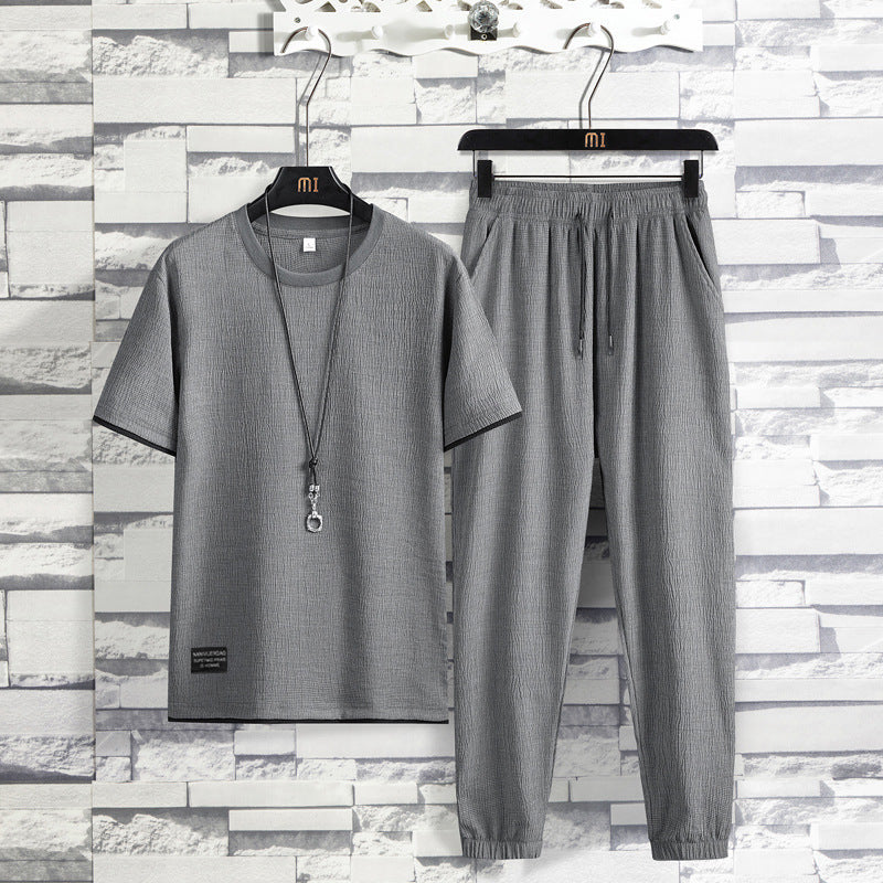 Men's Short Sleeved T-shirt Two-piece Set