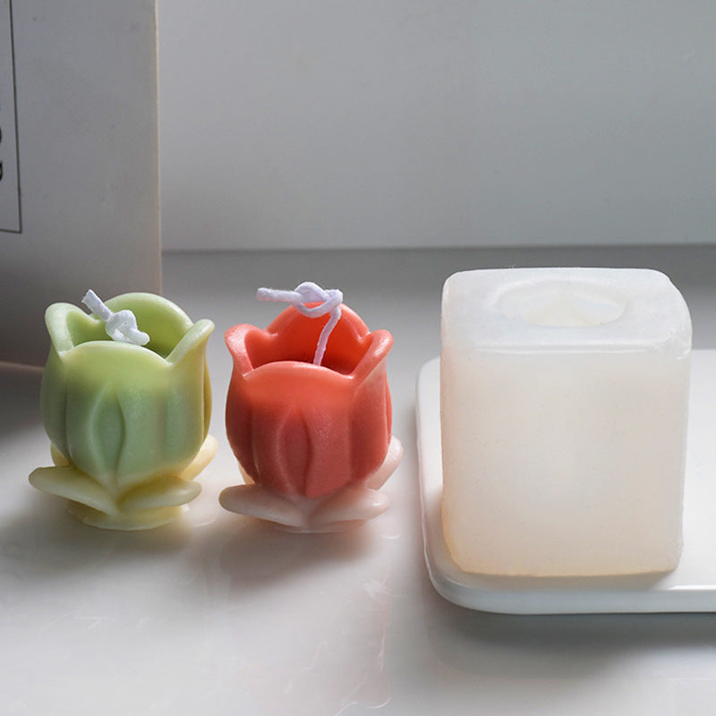 Tulip Candle Silicone Mold With Leaves