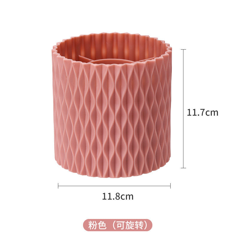 Makeup Brush Holder – Dustproof Waterproof 360° Rotating Organizer with Lid for Vanity